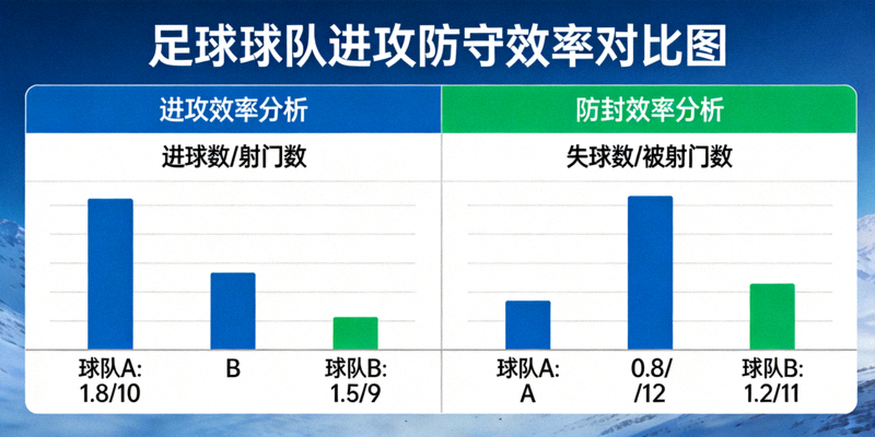 足球球队数据分析图表，显示进攻防守效率对比